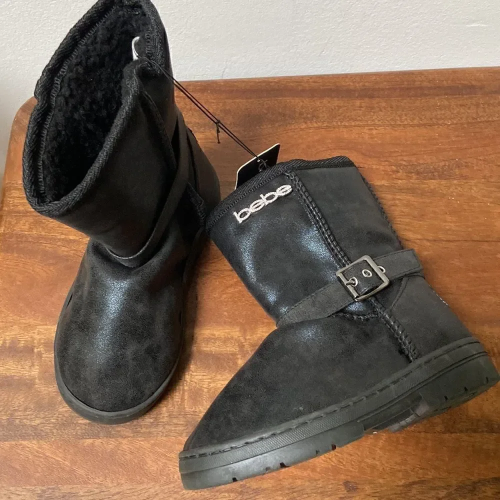 𝅺Bebe Winter Black Boots Size 12 Girls New